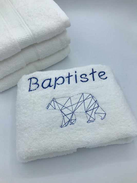 Drap de bain personnalisé brodé gris