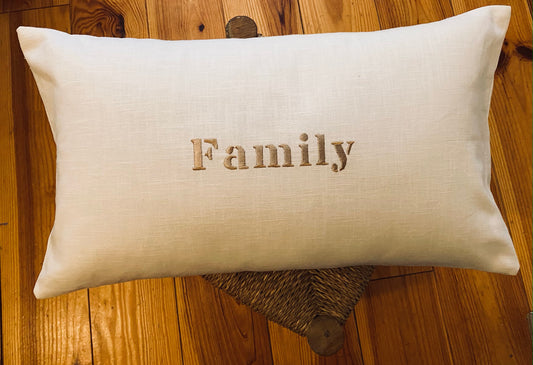 Coussin en Lin brodé personnalisé déhoussable