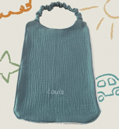 Serviette de cantine brodée maternelle crèche gaze de coton doublée éponge bambou