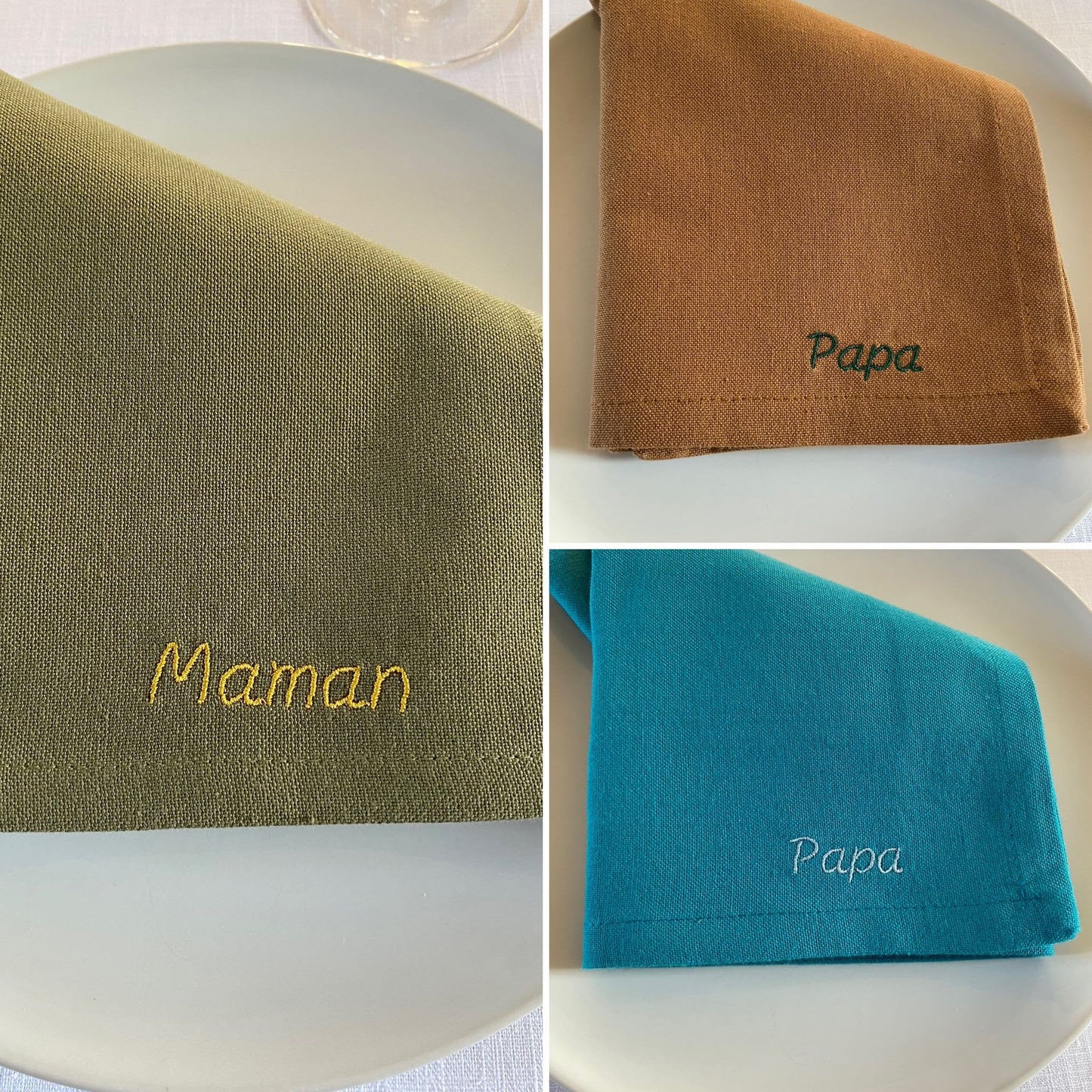 Serviette de table brodée personnalisée