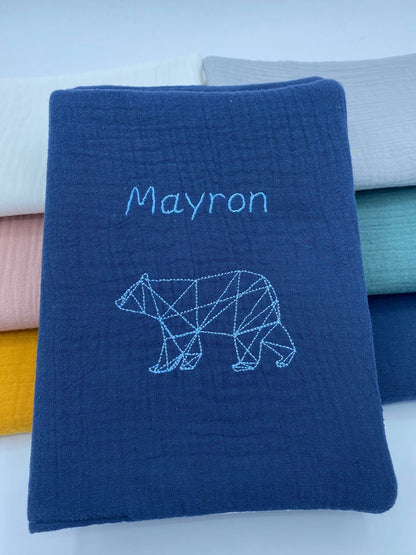 Protège carnet de santé brodé personnalisé MOTIF LAPIN